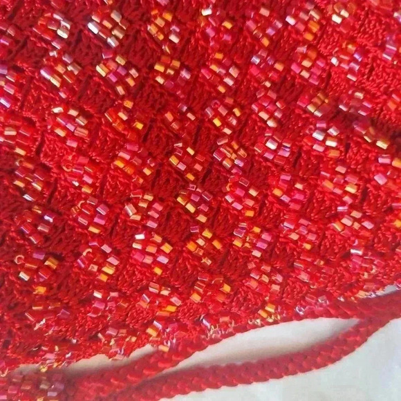 Crotchet beaded drawstring bag - Picture 2 of 8